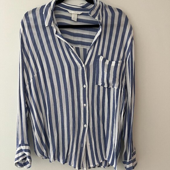 H&M Blue Striped Button Down - Picture 1 of 4